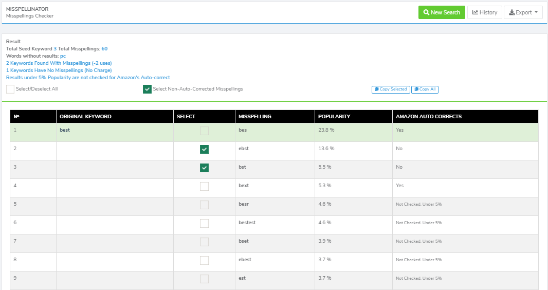 Helium 10 Misspellinator